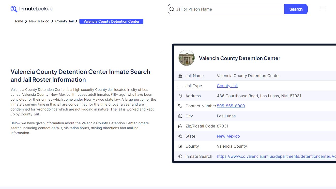 Valencia County Detention Center Inmate Search, Jail ... - Inmate Lookup
